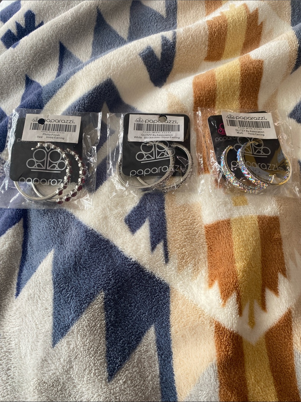 paparazzi Silver Hoop Earrings Trio with Sparkling Accents 3 pack